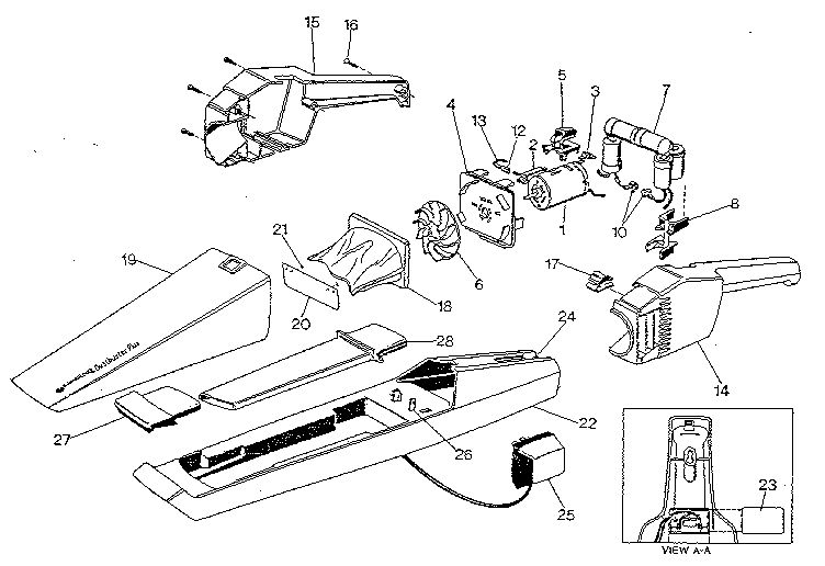 Unit Parts Diagram and Parts List for 9335TY1  Black and Decker Hand Vacuum